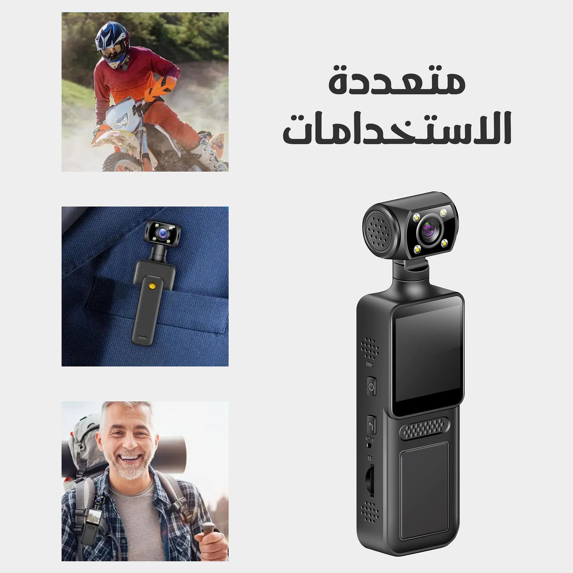 كاميرا تصوير عالية الجودة 4K مع شاشة دوارة وواي فاي – مقاومة للماء حتى 30 متر - الصورة 2