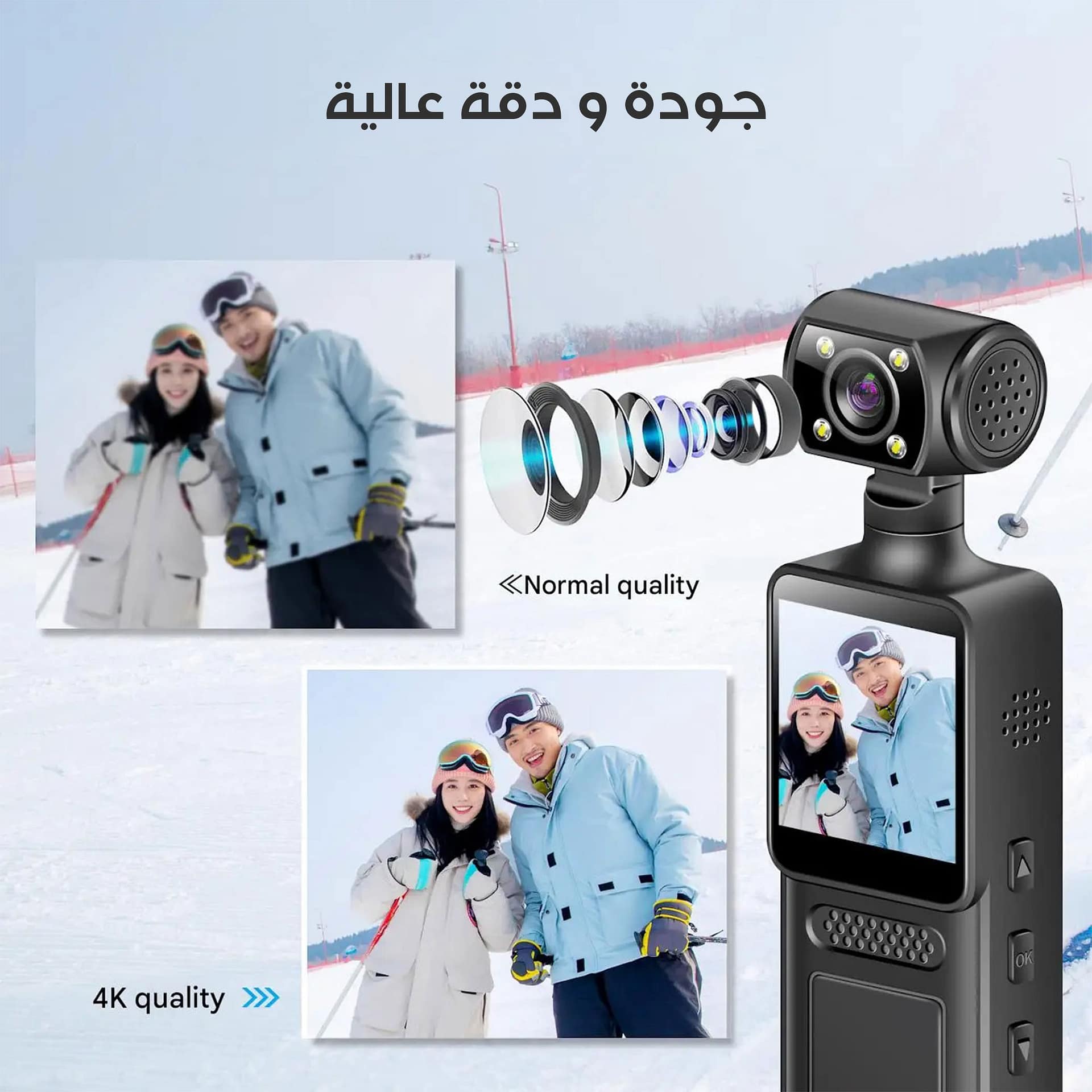 كاميرا تصوير عالية الجودة 4K مع شاشة دوارة وواي فاي – مقاومة للماء حتى 30 متر - الصورة 3